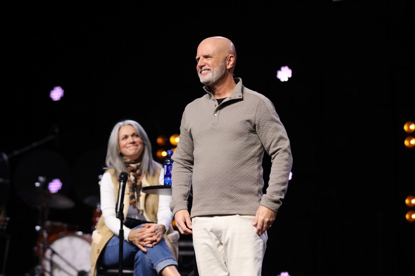 Pastor Mark Machen on stage at Life of Faith Church